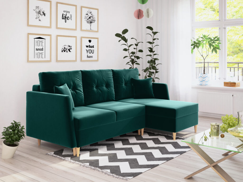 zielony narożnik do salonu
